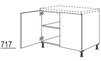 Onderkast met doorlopende deur.  <br />- 90 cm breed<br />- Zijdegrijs 615417<br />- 10 Metalenknop  brons metallic gekleurd