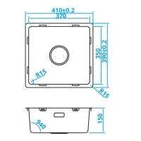 CARESSI CABL37R15 Spoelbak Basic Line 350x370mm