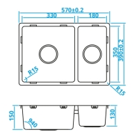 CARESSI CABL3318R15 Spoelbak Basic Line 350x510mm