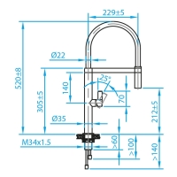 CARESSI CA112I L ECO Eenhendel keukenmengkraan