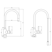 CARESSI CA125I U ECO Eenhendel keukenmengkraan Met uittrekbaar uitloopdeel