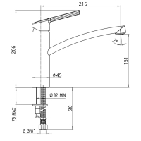 CUCINA TI-1100 Eenhendel keukenmengkraan  199752