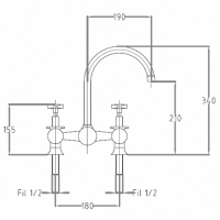 CUCINA Kensington Tweegreeps keukenmengkraan 1709/2-NP AR