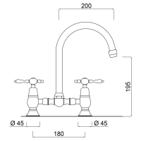 CUCINA Praga Tweehendel keukenmengkraan F7509P CR
