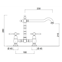 CUCINA Praga tweegreeps, 2-gats keukenkraan