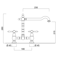 CUCINA Praga tweegreeps, 2-gats keukenkraan