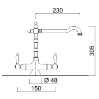 CUCINA Praga tweegreeps keukenkraan F7551 PNO Zwart