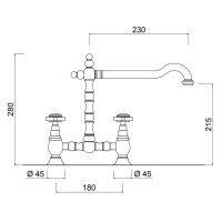 CUCINA Kensington tweegreeps, 2-gats keukenkraan F3709 AR Rvs Look