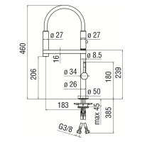 NOBILI Move keukenkraan MV92400/50BM. Matzwart.