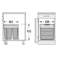 HAILO Euro Cargo Afvalsysteem 30+19L &ndash; Inbouw Grijs