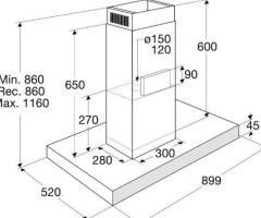 Pelgrim BEGA970MAT eilandschouwkap 90cm nieuw - 5